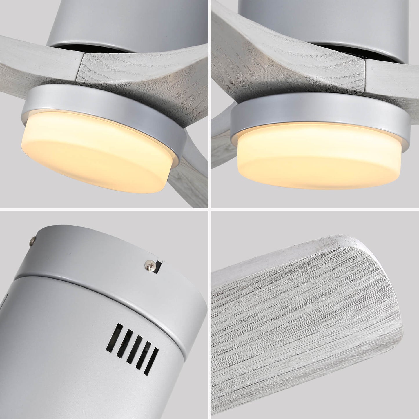Sofucor KBS-52144 3-Blades 52'' Flush Mount Ceiling Fan With Light Remote Control