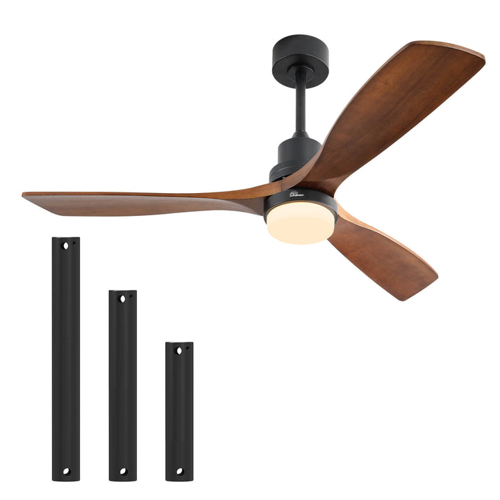 Sofucor 52'' Ceiling Fan With Light Remote Control DC Motor 3 Blades Walnut