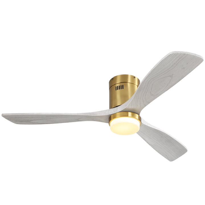 Sofucor 3-Blades 52'' Flush Mount Ceiling Fan With Light Remote Control-14