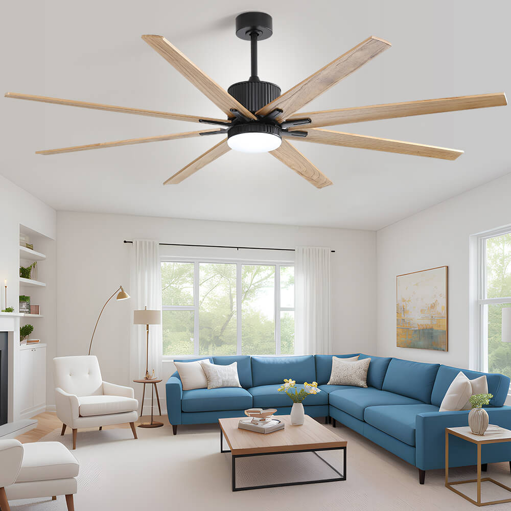 Sofucor 76'' Smart Ceiling Fan With Light Remote 8 Wood Blades Works With Phone