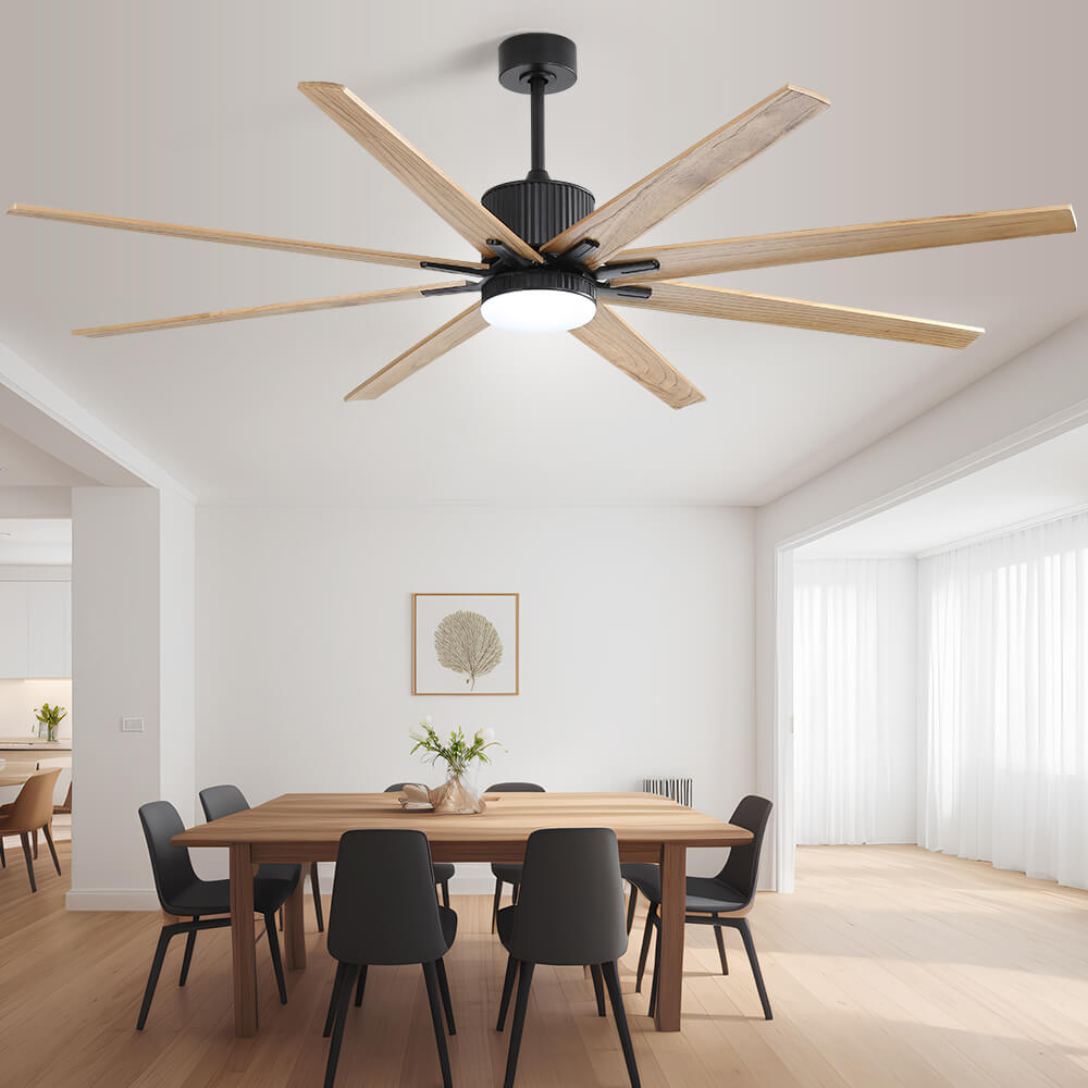 Sofucor 76'' Smart Ceiling Fan With Light Remote 8 Wood Blades Works With Phone