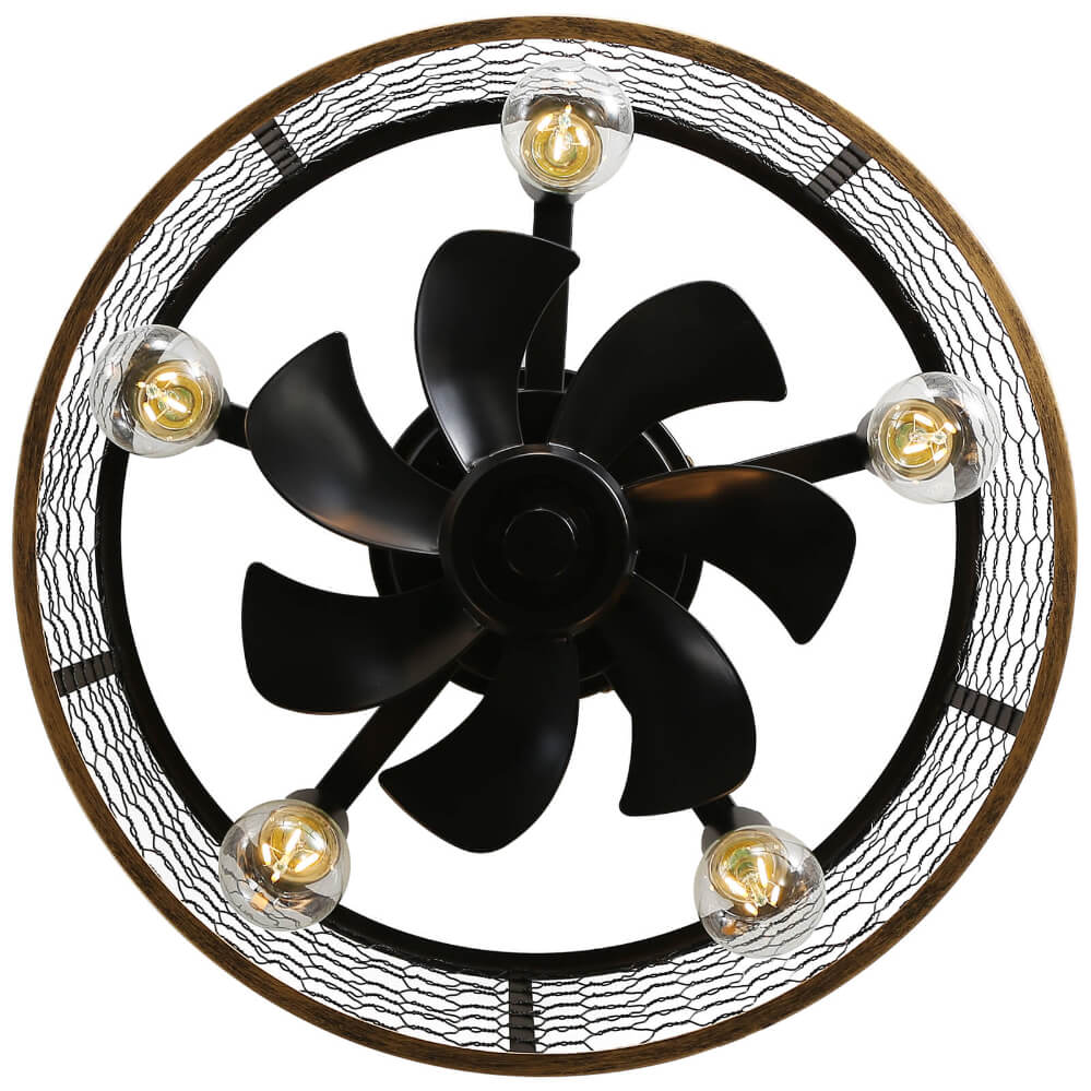 Sofucor 20 Inch Low Profile Flushmount Caged Ceiling Fan With Light Remote