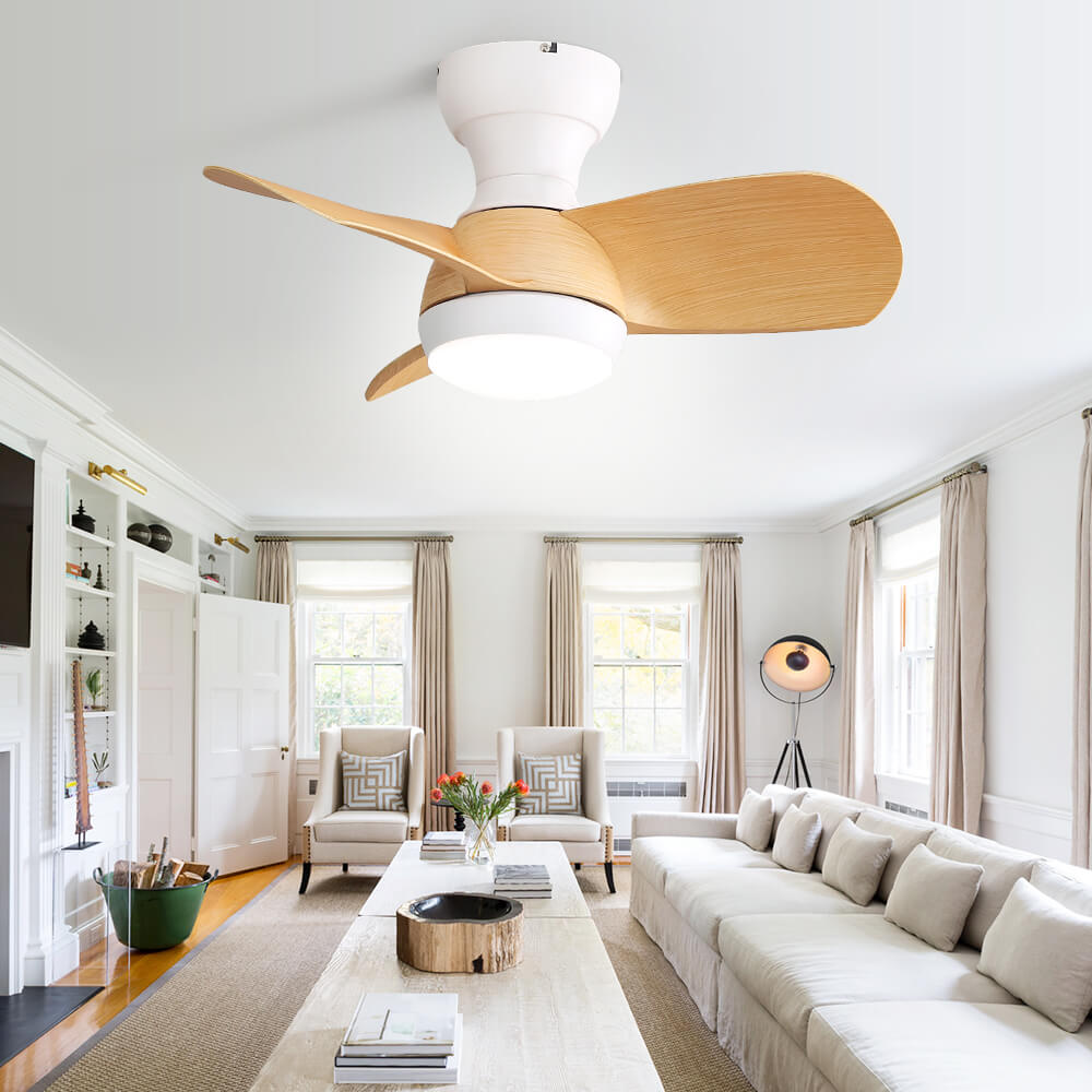Sofucor KBS-23K001 23'' Low Profile Flushmount Ceiling Fan With Light Remote