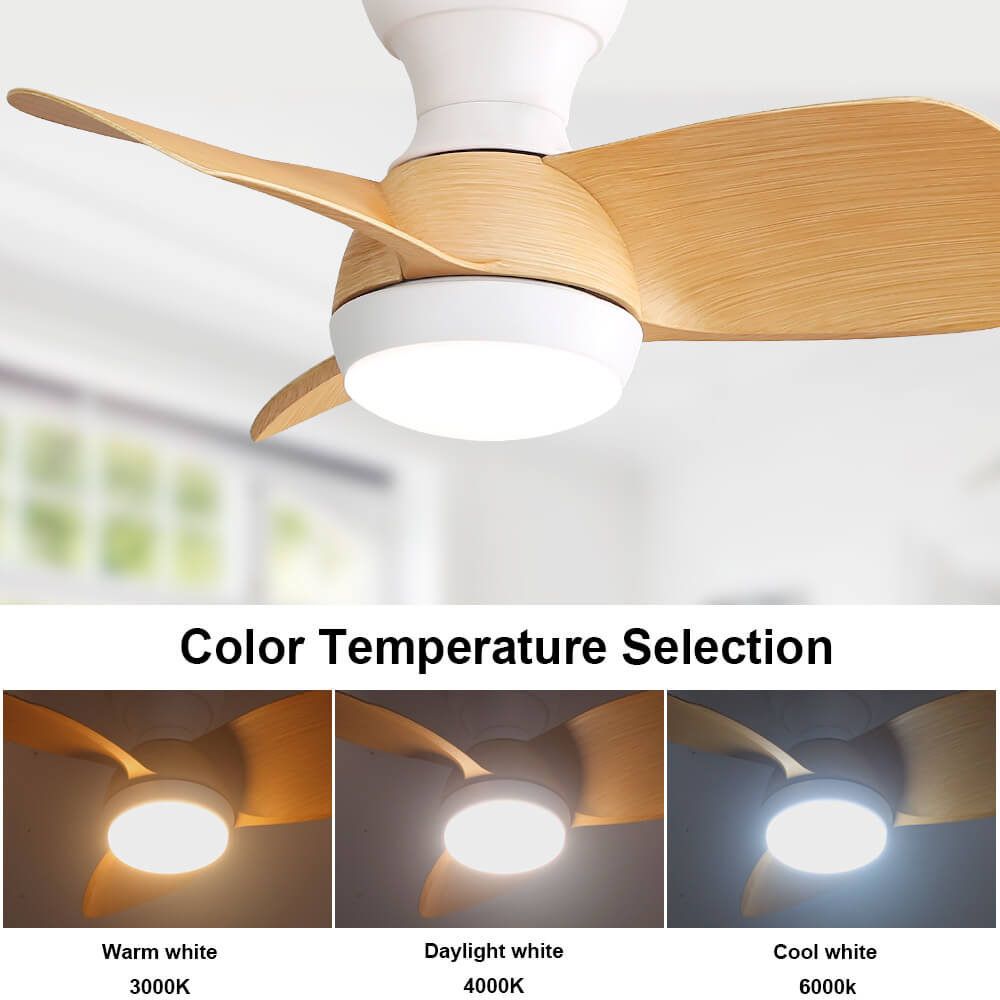 Sofucor KBS-23K001 23'' Low Profile Flushmount Ceiling Fan With Light Remote