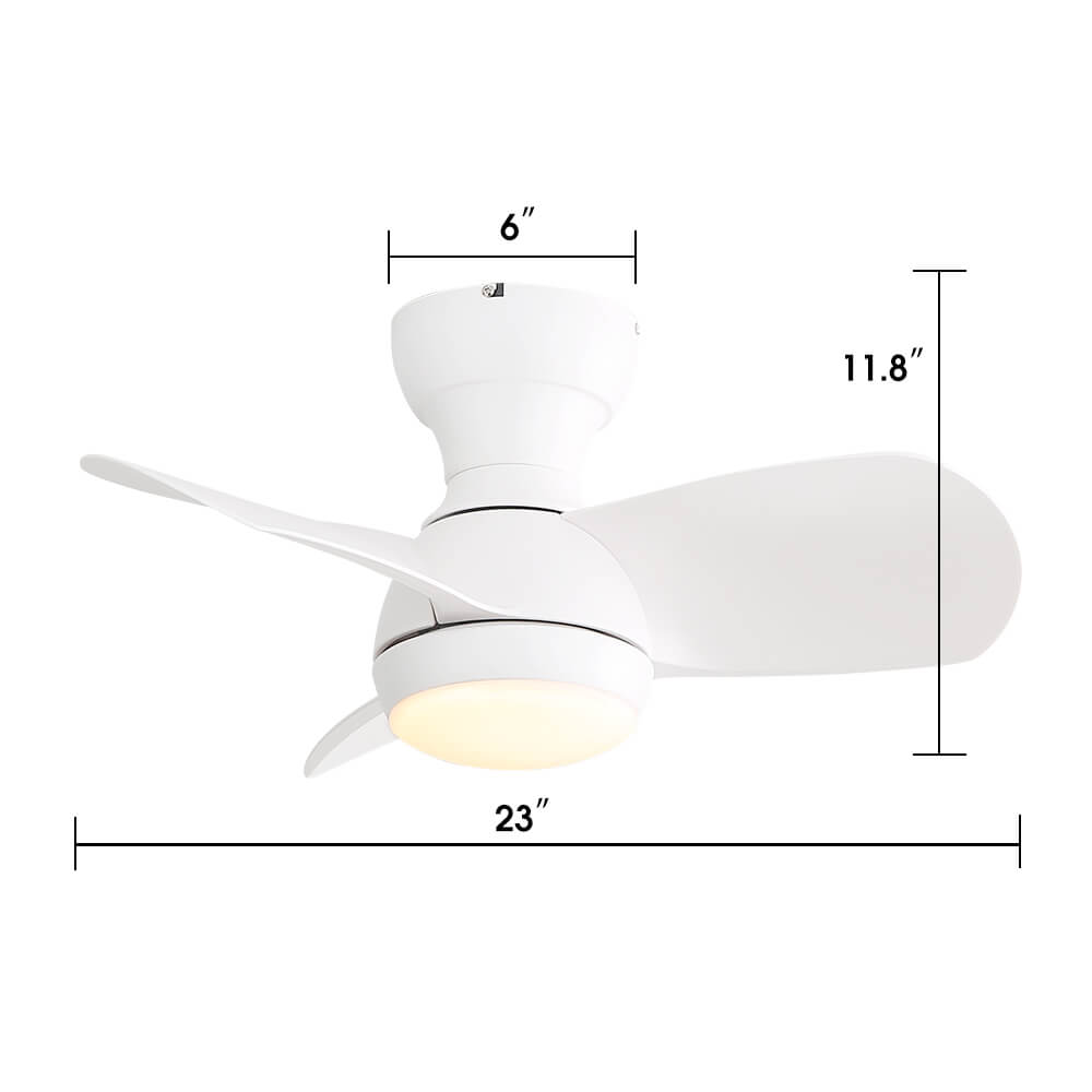 Sofucor KBS-23K001 23'' Low Profile Flushmount Ceiling Fan With Light Remote