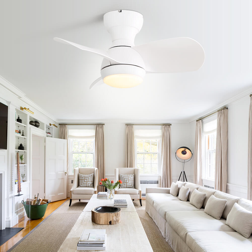 Sofucor KBS-23K001 23'' Low Profile Flushmount Ceiling Fan With Light Remote