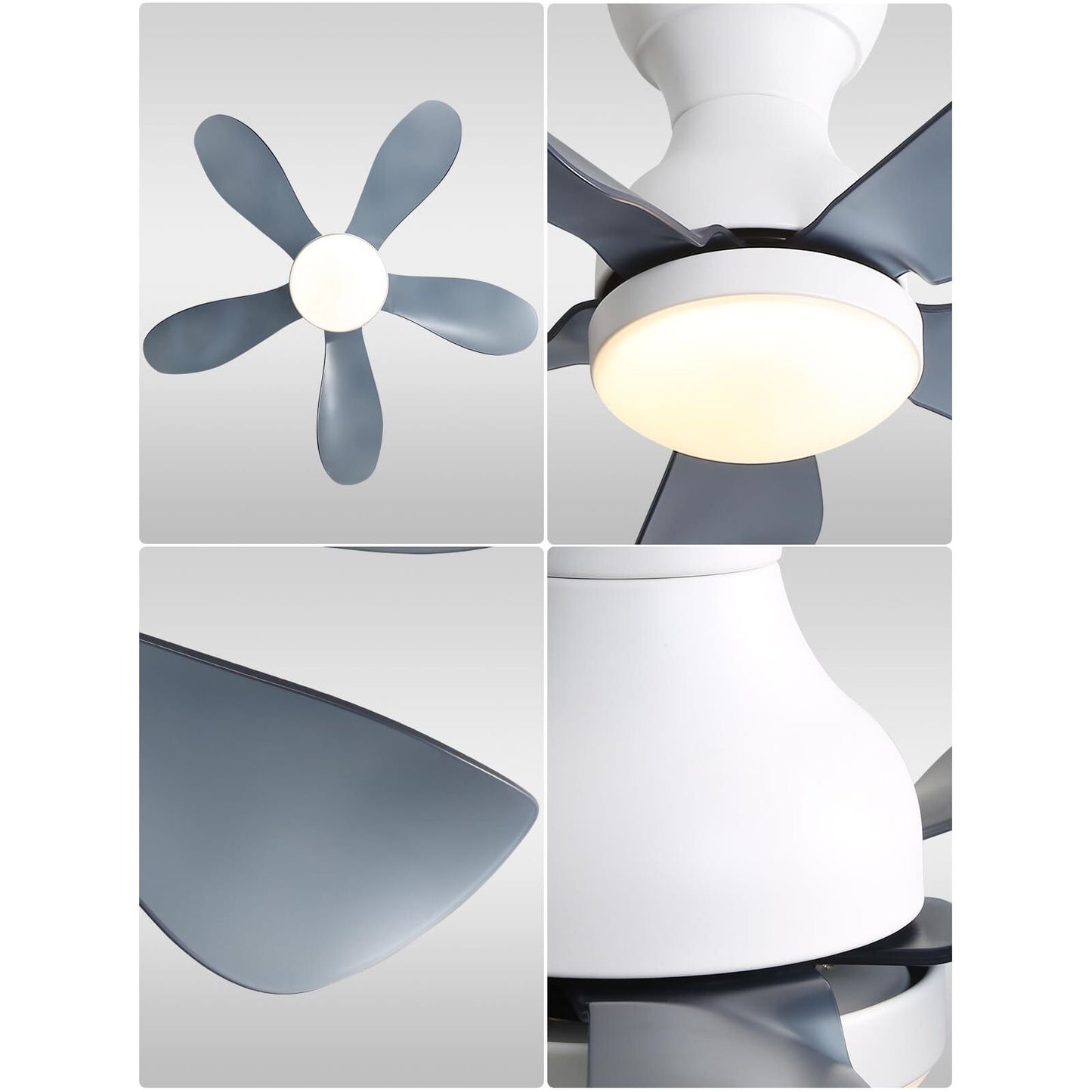 Sofucor 5-Blades 29 Inch Low Profile Flushmount Ceiling Fan With Light Remote