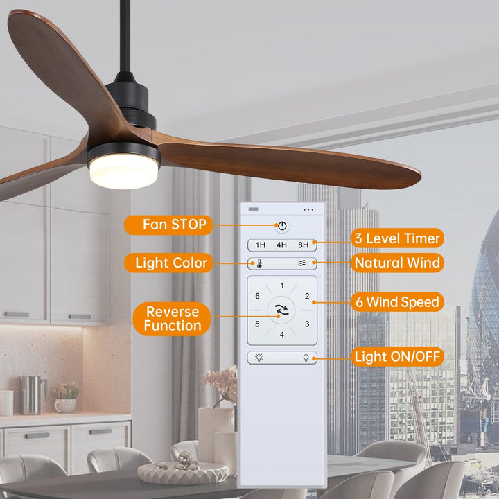 Sofucor 60'' Ceiling Fan With Light Remote Control DC Motor