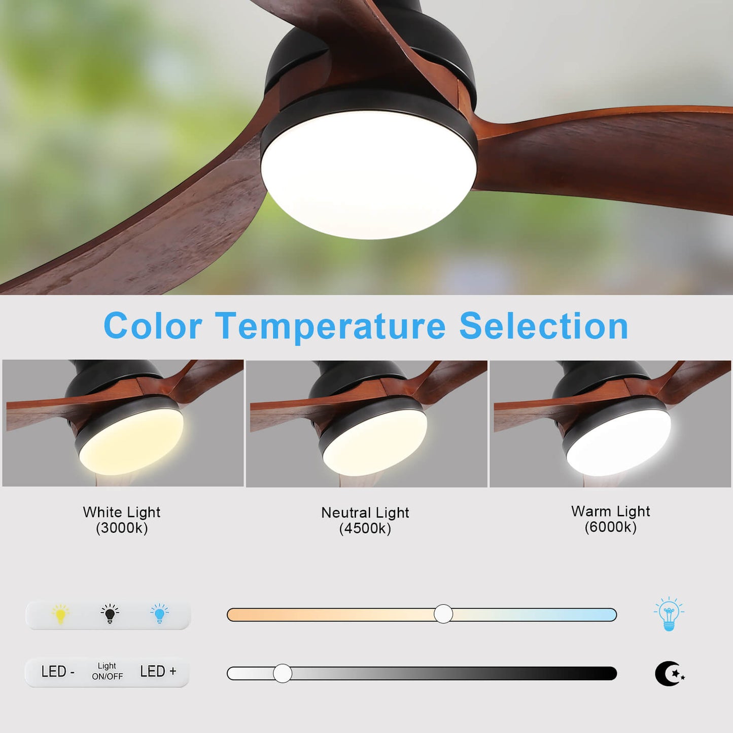 Sofucor KBS-52K034 52 Inch Low Profile Flushmount Smart Ceiling Fan With Light Remote
