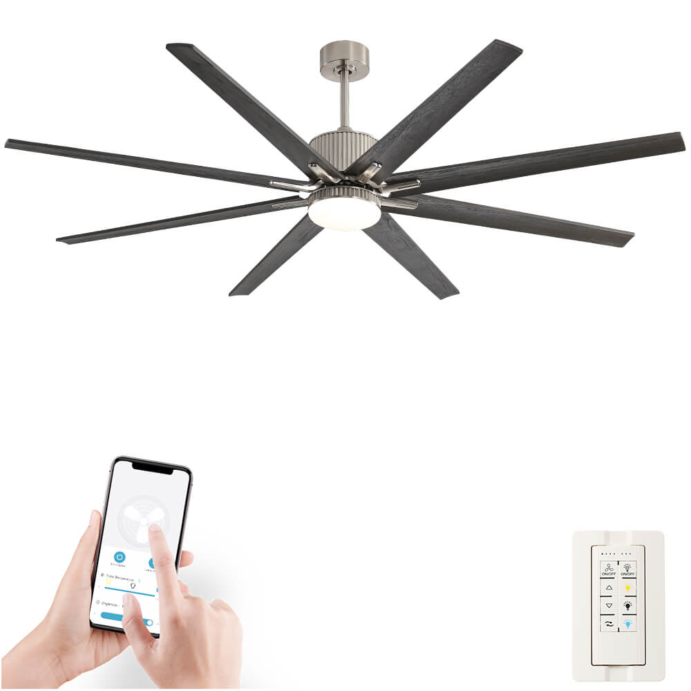 Sofucor 76'' Smart Ceiling Fan With Light Remote 8 Wood Blades Works With Phone