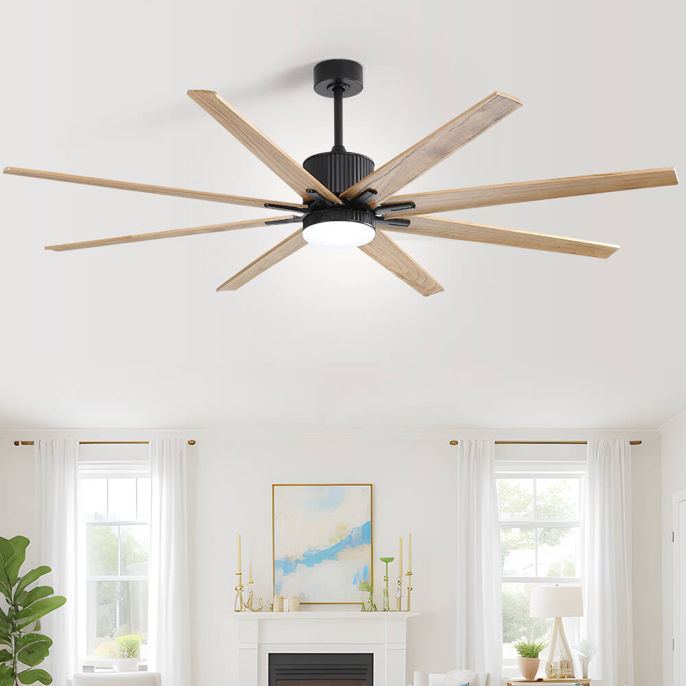 Sofucor 76'' Smart Ceiling Fan With Light Remote 8 Wood Blades Works With Phone