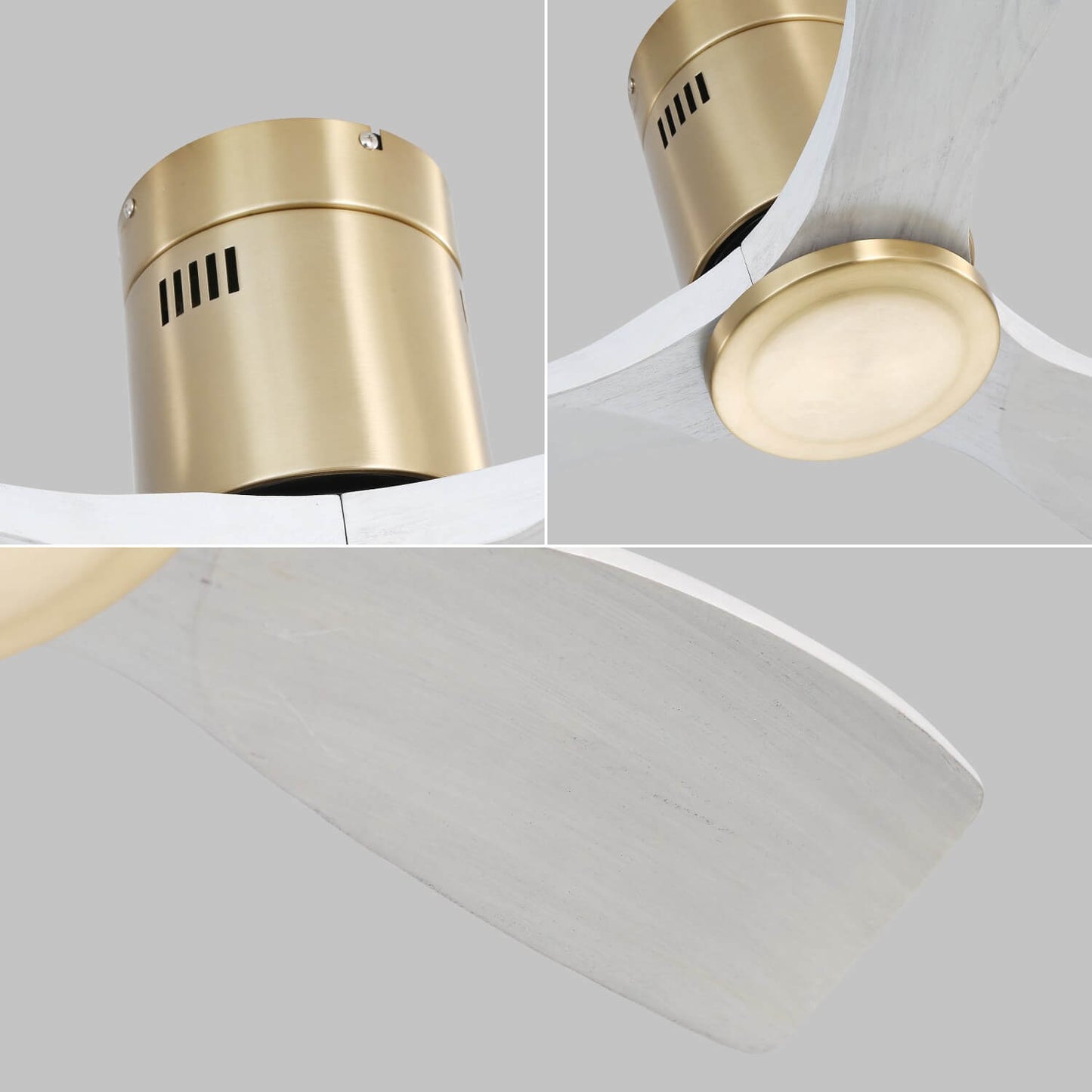 Sofucor KBS-52143 52‘’ Flush Mount Ceiling Fan No Light With Remote Control 3 Blades