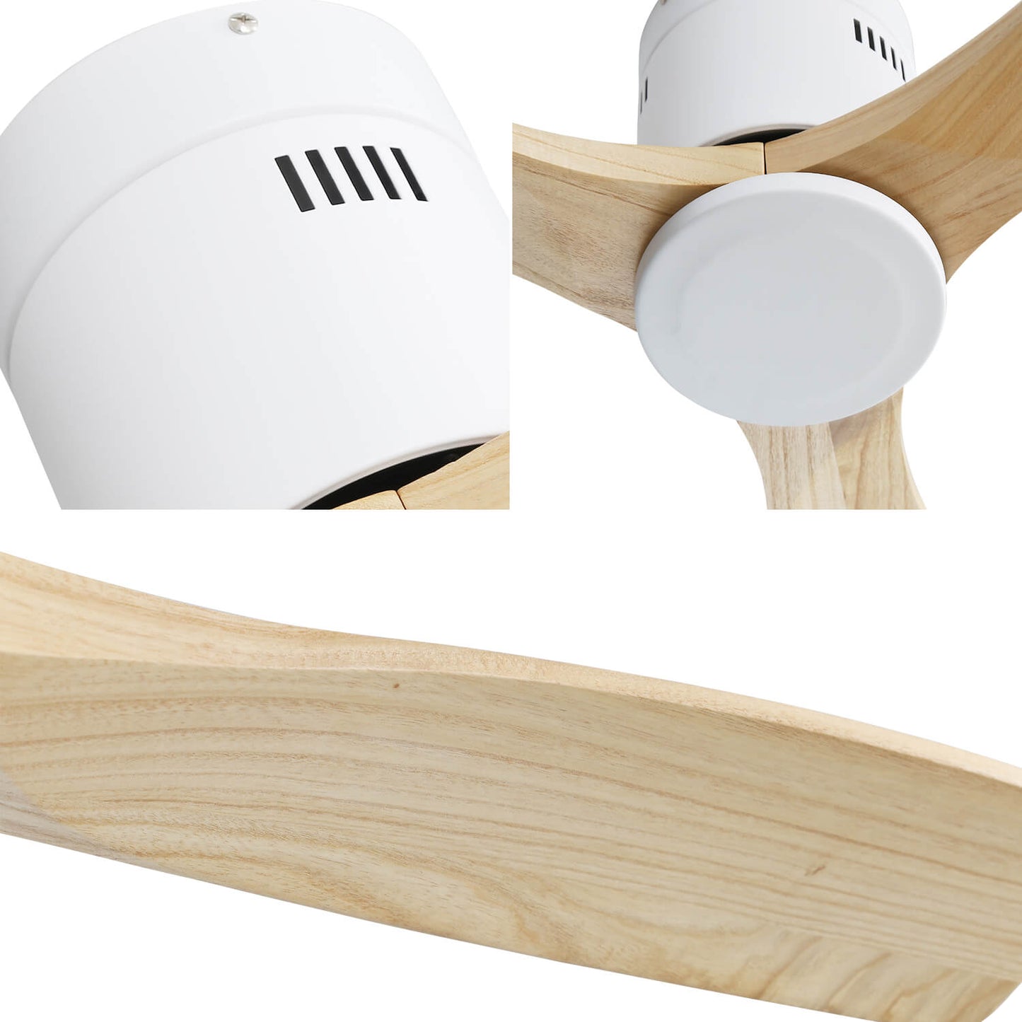Sofucor KBS-52143 52‘’ Flush Mount Ceiling Fan No Light With Remote Control 3 Blades