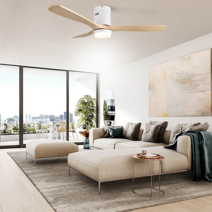 Sofucor 3-Blades 52'' Flush Mount Ceiling Fan With Light Remote Control-27