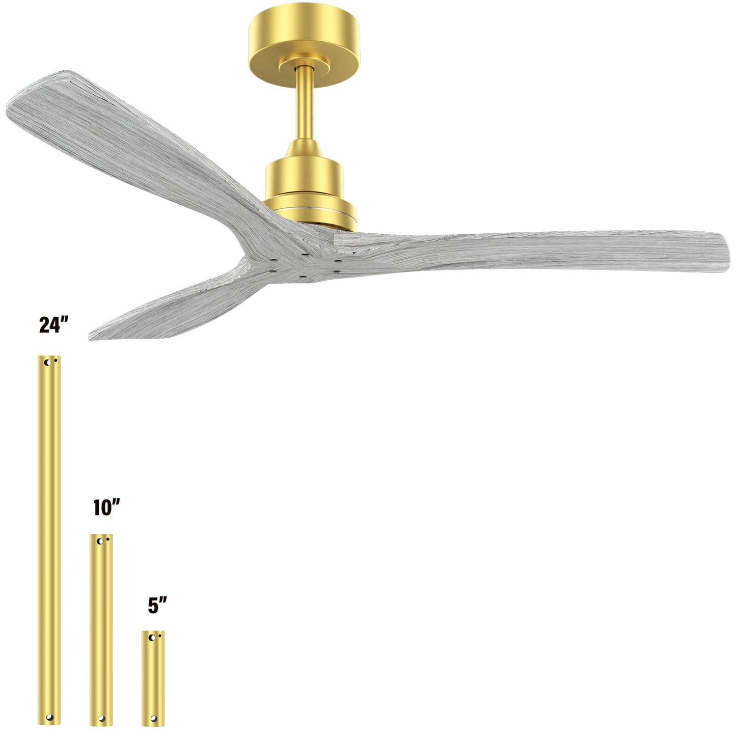 Sofucor KBS-5247-WD 3-Blades 52'' Ceiling Fan No Light With Remote Control DC Motor