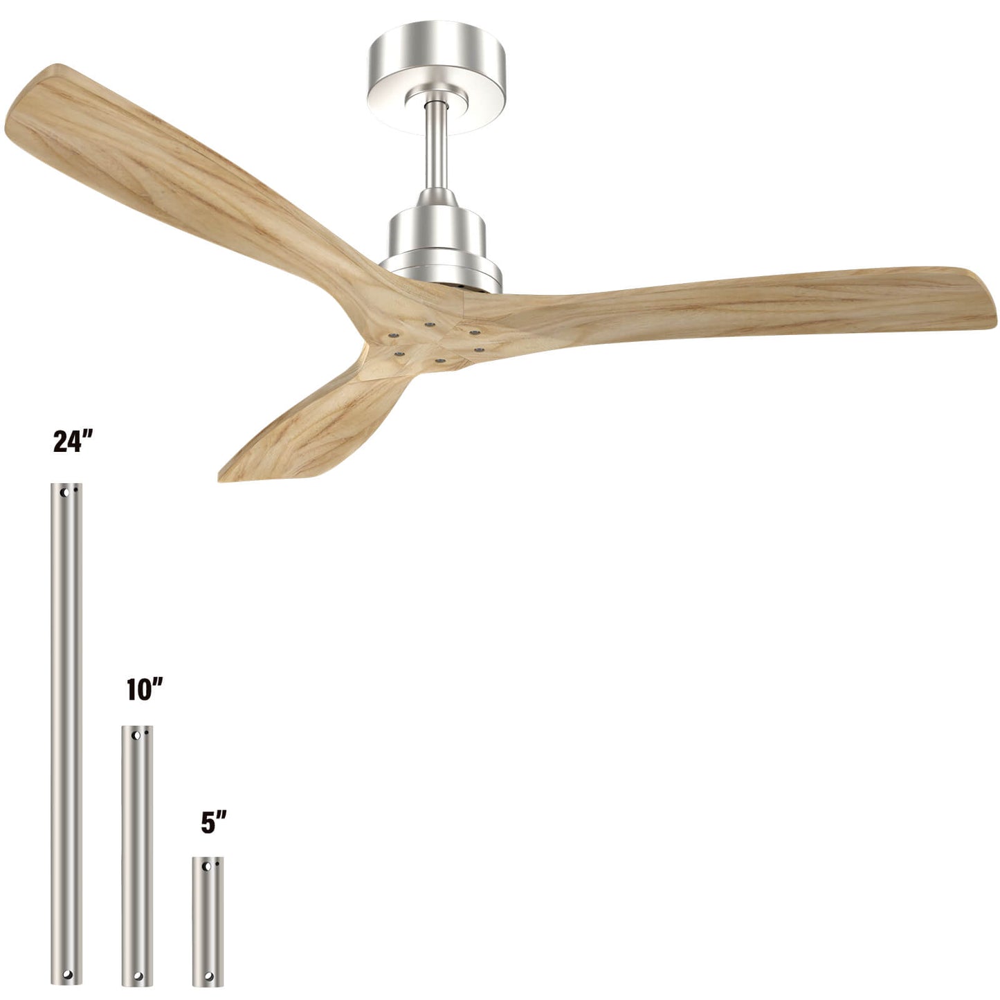 Sofucor KBS-5247-WD 3-Blades 52'' Ceiling Fan No Light With Remote Control DC Motor