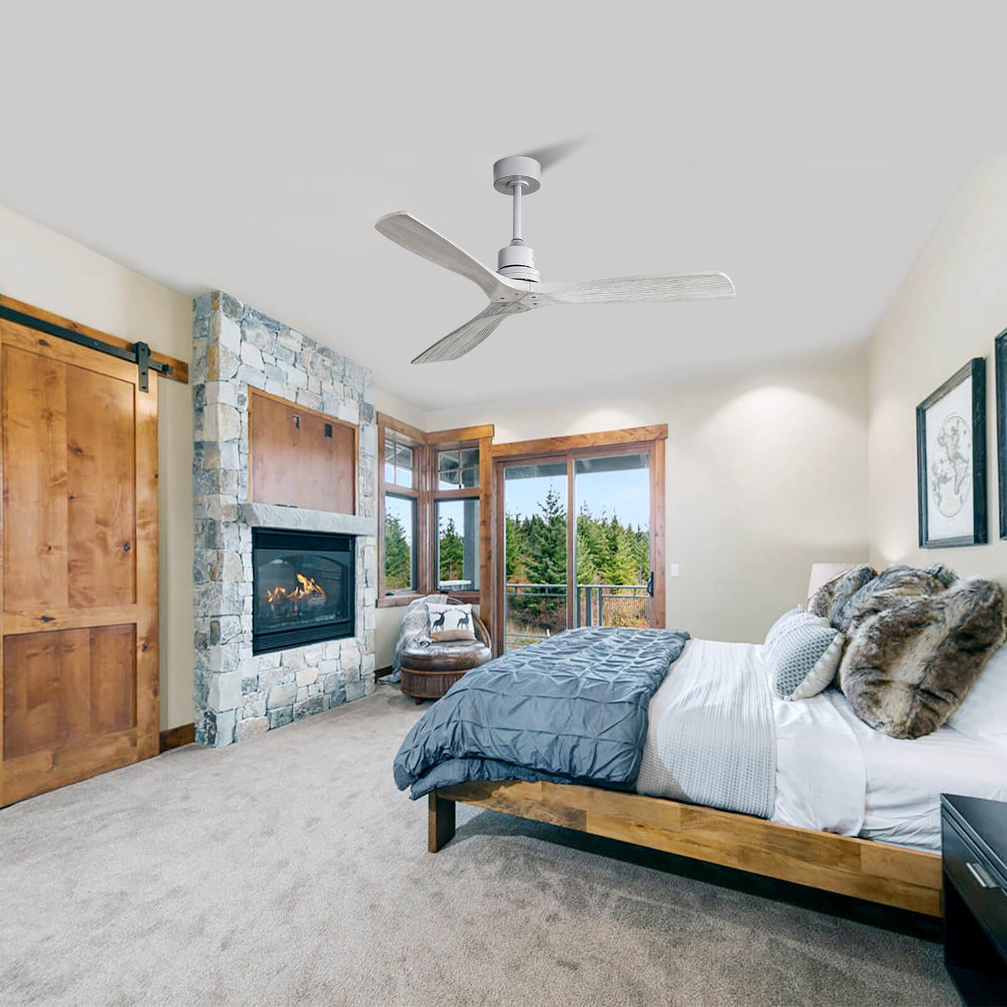 Sofucor KBS-5247-WD 3-Blades 52'' Ceiling Fan No Light With Remote Control DC Motor
