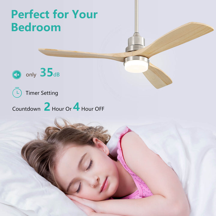 Sofucor KBS-5247 52'' Ceiling Fan With Light Remote Control DC Motor 3 Blades