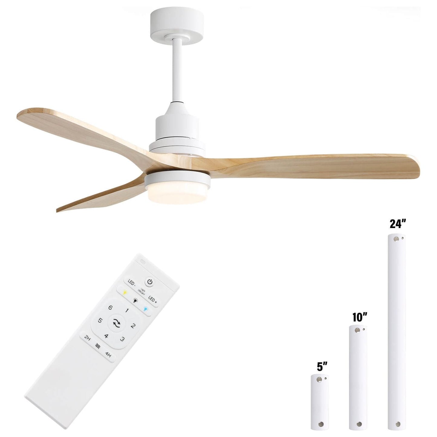 Sofucor KBS-5247-BK 52'' Ceiling Fan With Light Remote DC Motor 3 Blades Walnut