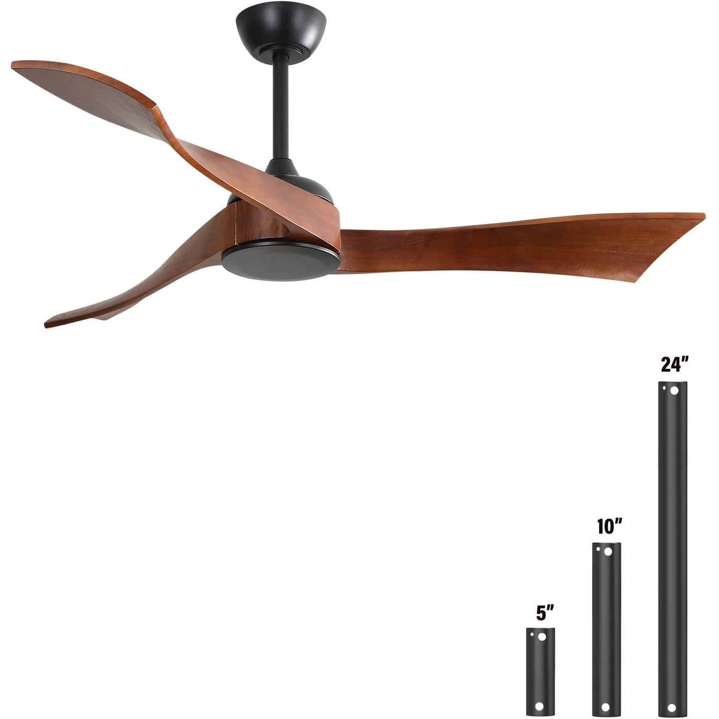 Sofucor KBS-52K012-WD 52‘’ Ceiling Fan No Light With Remote Irregular Wood Blades