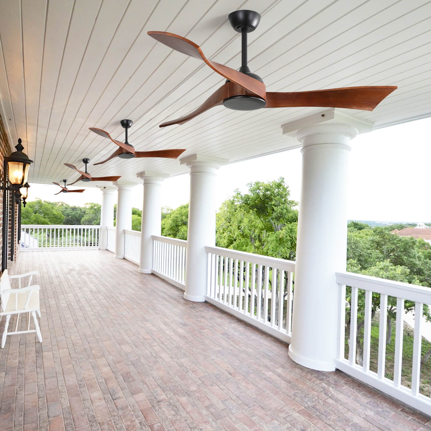 Sofucor KBS-52K012-WD 52‘’ Ceiling Fan No Light With Remote Irregular Wood Blades