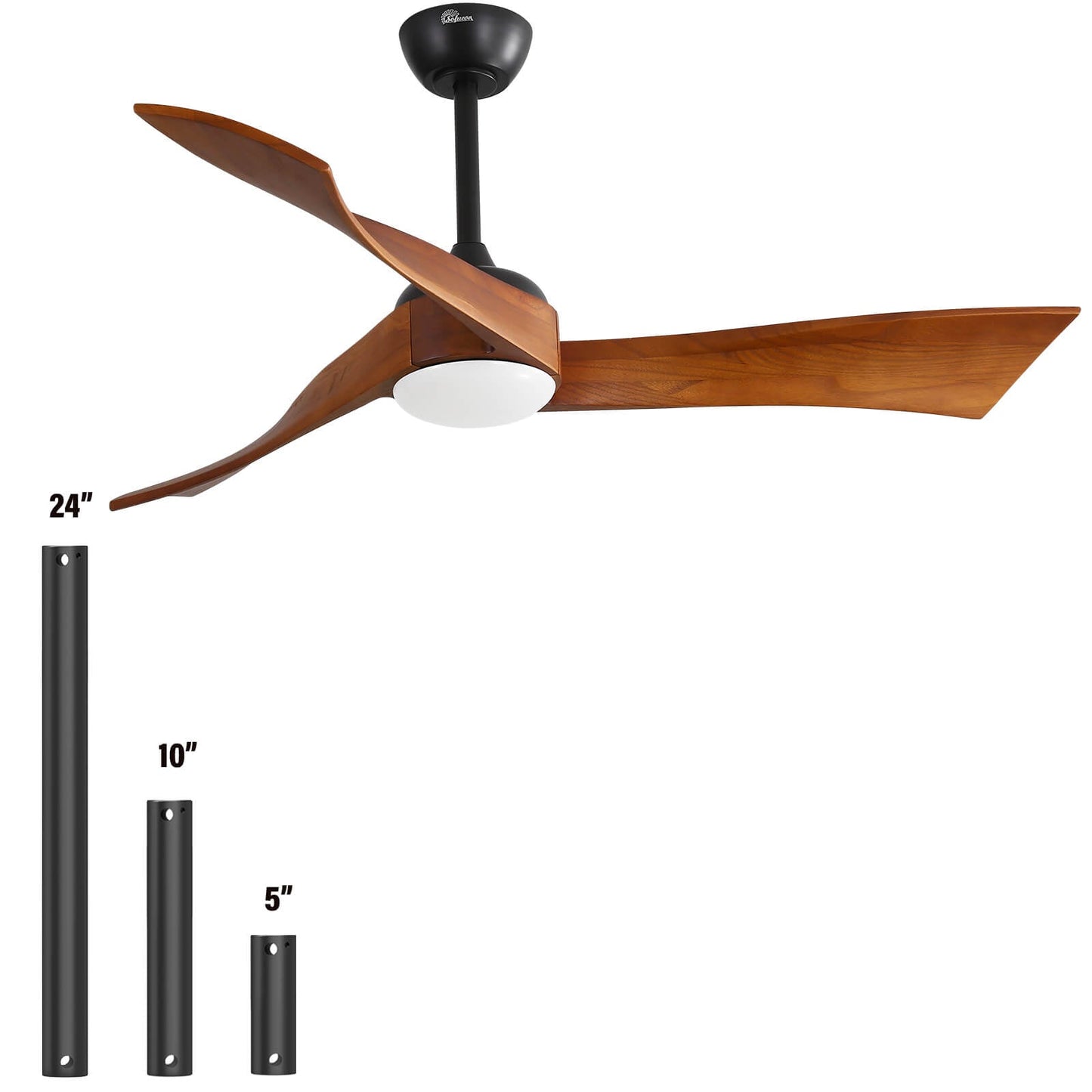 Sofucor KBS-52K012 52 Inch Ceiling Fan With Light Remote Irregular Wood Blades