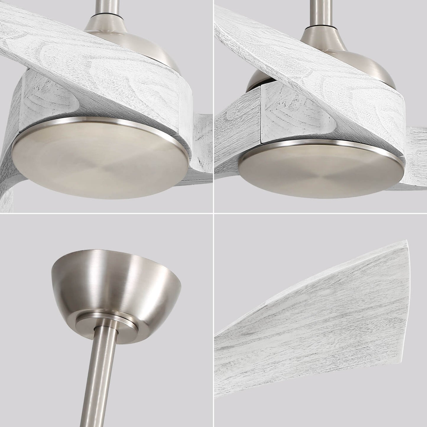 Sofucor KBS-52K012-WD 52‘’ Ceiling Fan No Light With Remote Irregular Wood Blades
