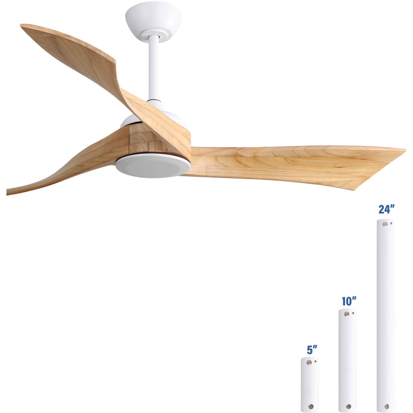 Sofucor KBS-52K012-WD 52‘’ Ceiling Fan No Light With Remote Irregular Wood Blades