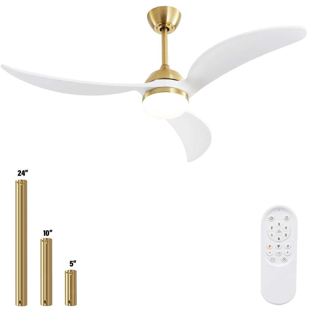 Sofucor KBS-52K033 52 Inch Wood Ceiling Fan With Light Remote Control