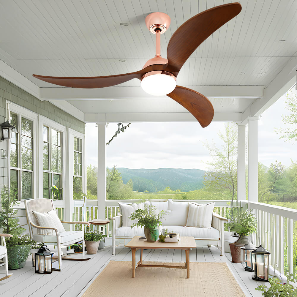 Sofucor KBS-52K033 52 Inch Wood Ceiling Fan With Light Remote Control