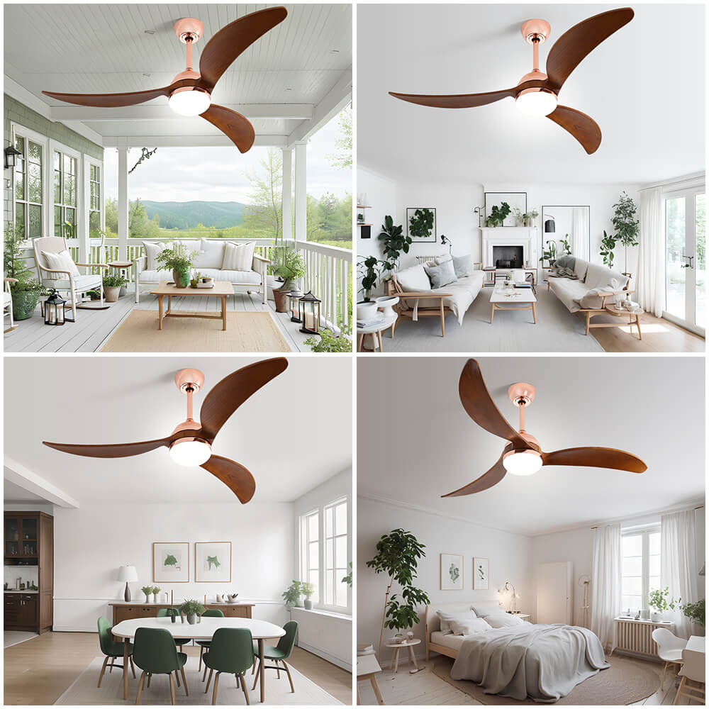 Sofucor KBS-52K033 52 Inch Wood Ceiling Fan With Light Remote Control