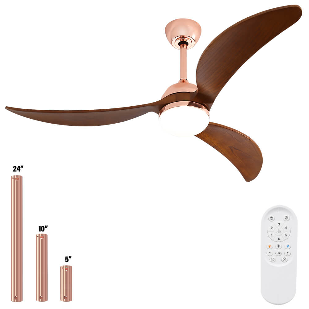 Sofucor KBS-52K033 52 Inch Wood Ceiling Fan With Light Remote Control