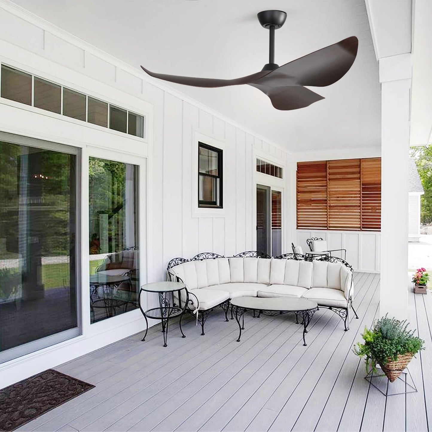 Sofucor KBS-52K037 52" Ceiling Fan No Light With Remote 3 Curved ABS Blades