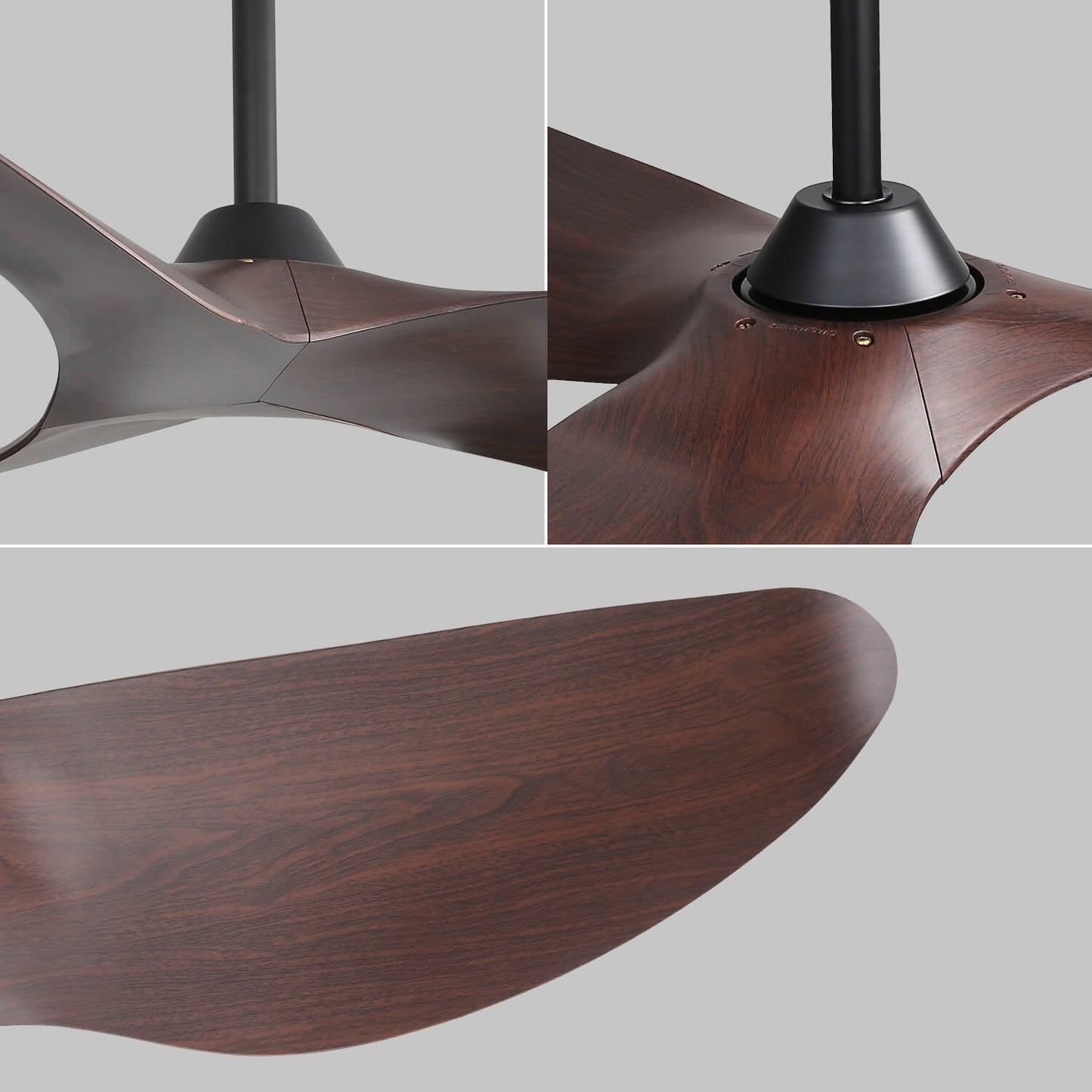 Sofucor KBS-52K037 52" Ceiling Fan No Light With Remote 3 Curved ABS Blades