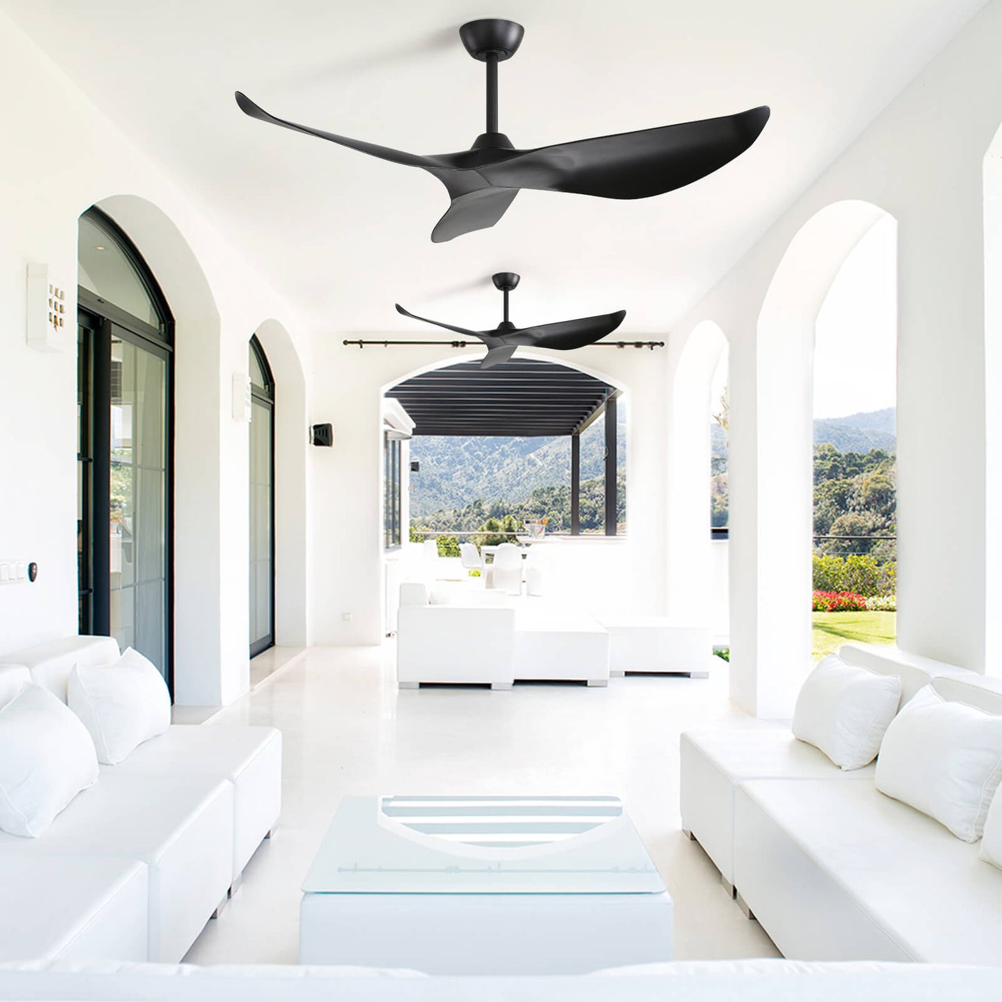 Sofucor KBS-52K037 52" Ceiling Fan No Light With Remote 3 Curved ABS Blades