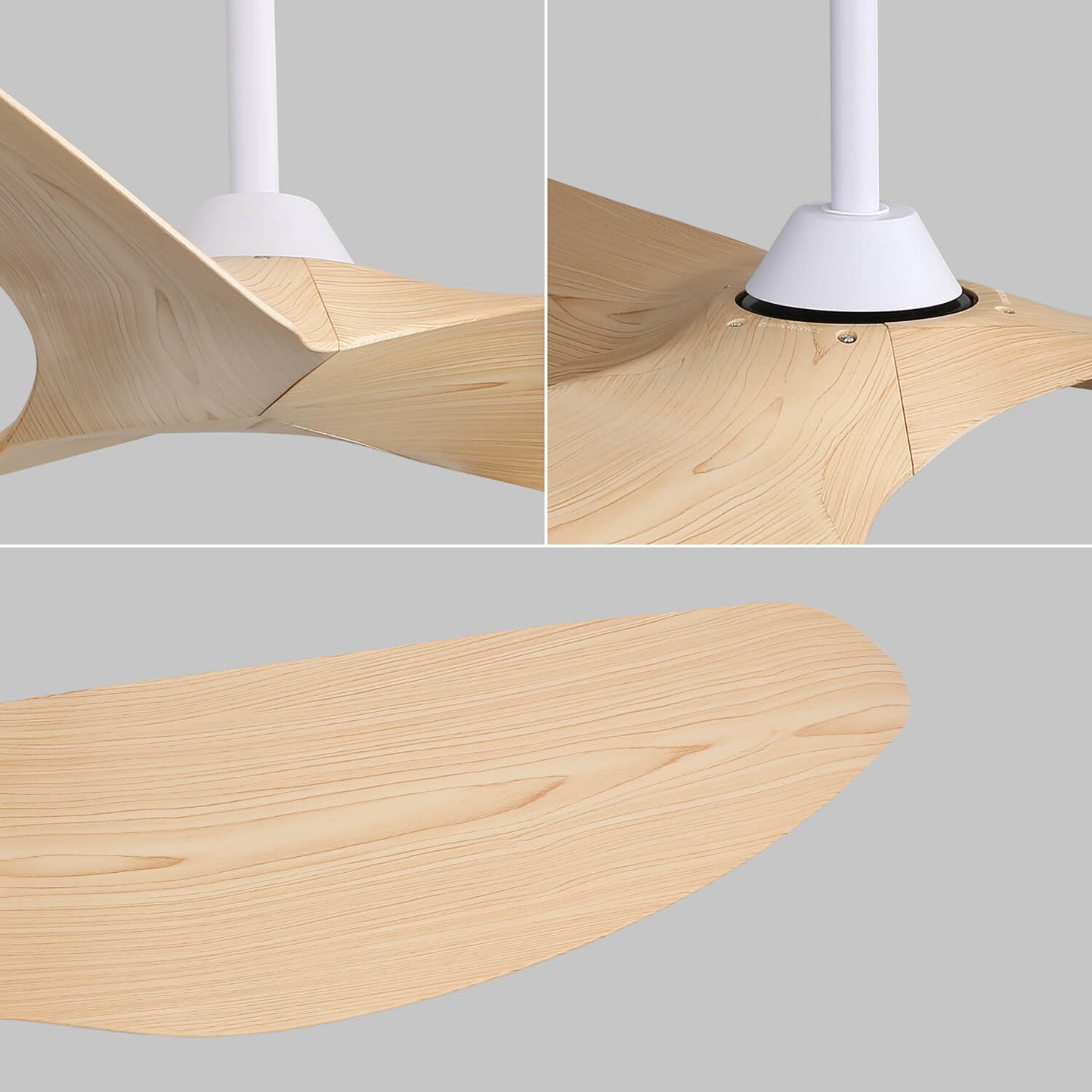 Sofucor KBS-52K037 52" Ceiling Fan No Light With Remote 3 Curved ABS Blades
