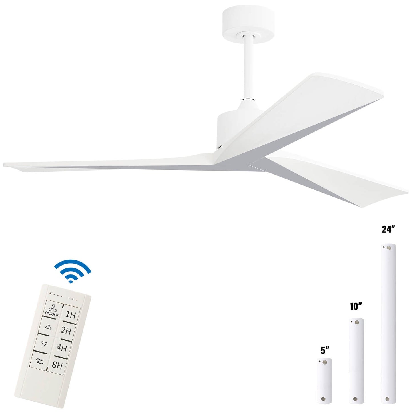 Sofucor KBS-52K068 52" Smart Wood Ceiling Fan No Light With Remote Works With WIFI/Bluetooth
