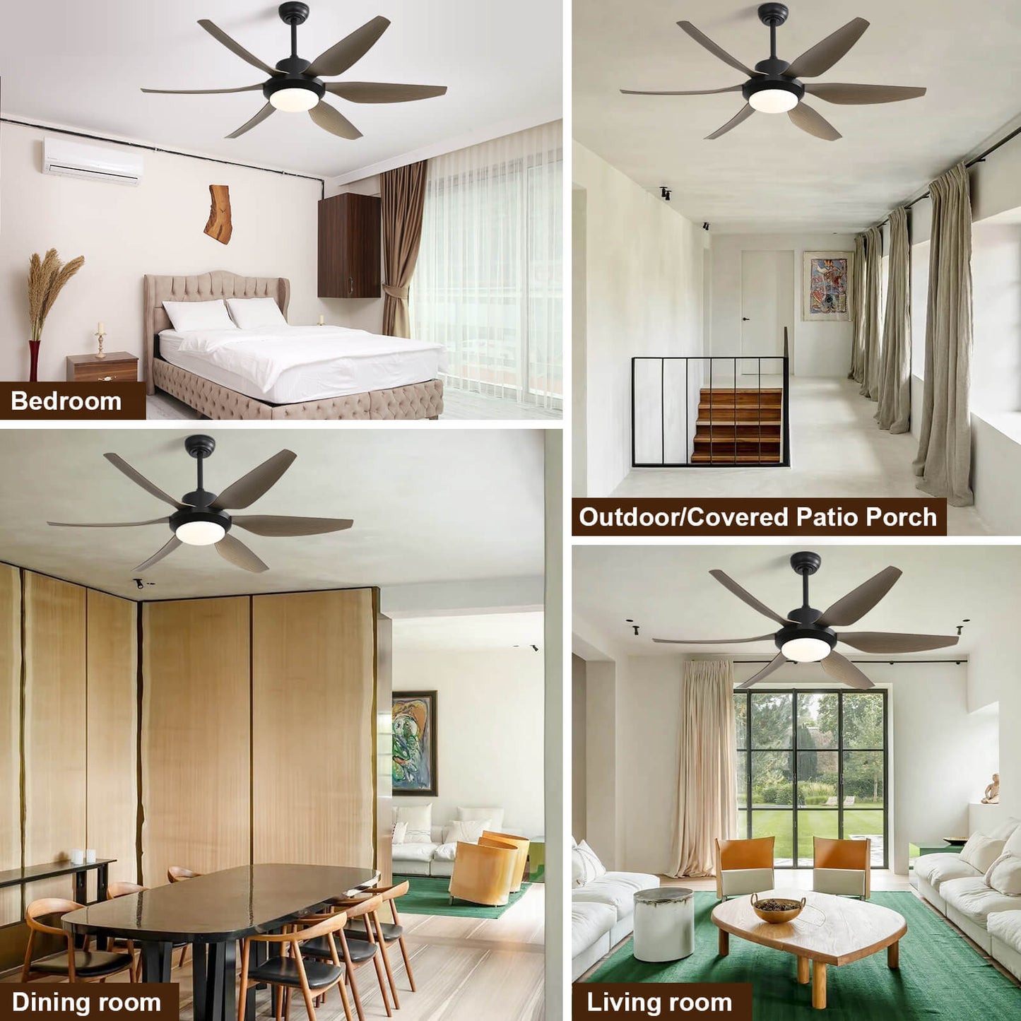 Sofucor 54 Inch 6 ABS Blades Ceiling Fan With Light Remote Contrtol