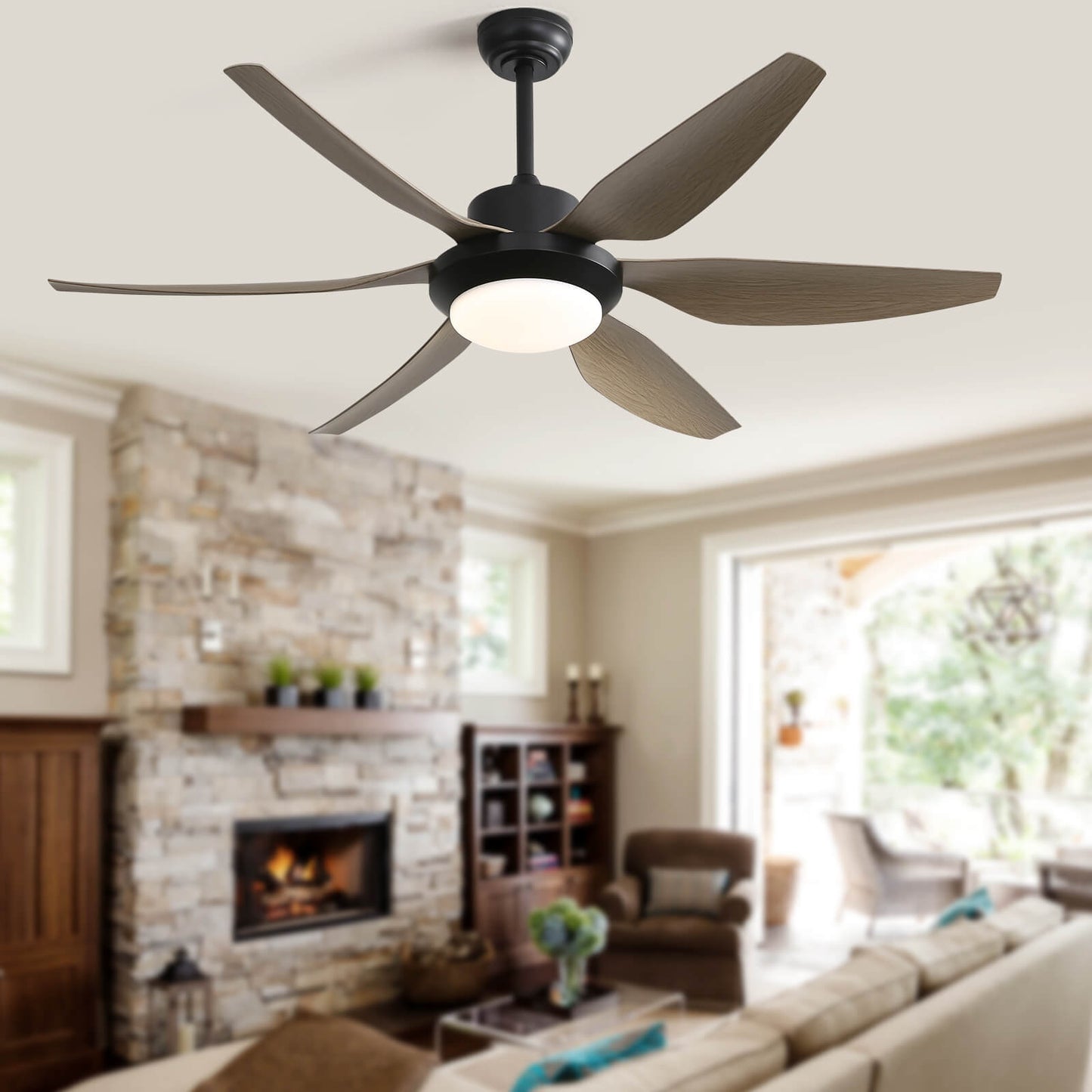 Sofucor 54 Inch 6 ABS Blades Ceiling Fan With Light Remote Contrtol