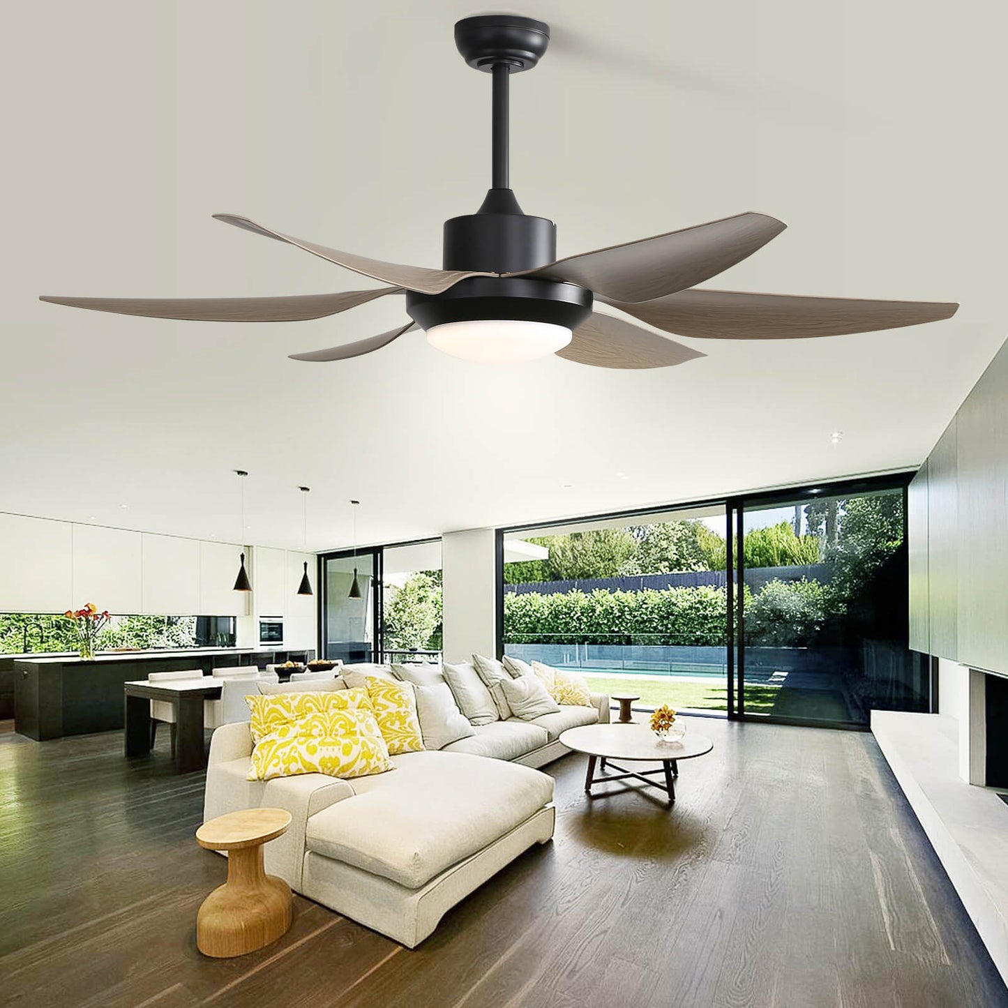 Sofucor 54 Inch 6 ABS Blades Ceiling Fan With Light Remote Contrtol