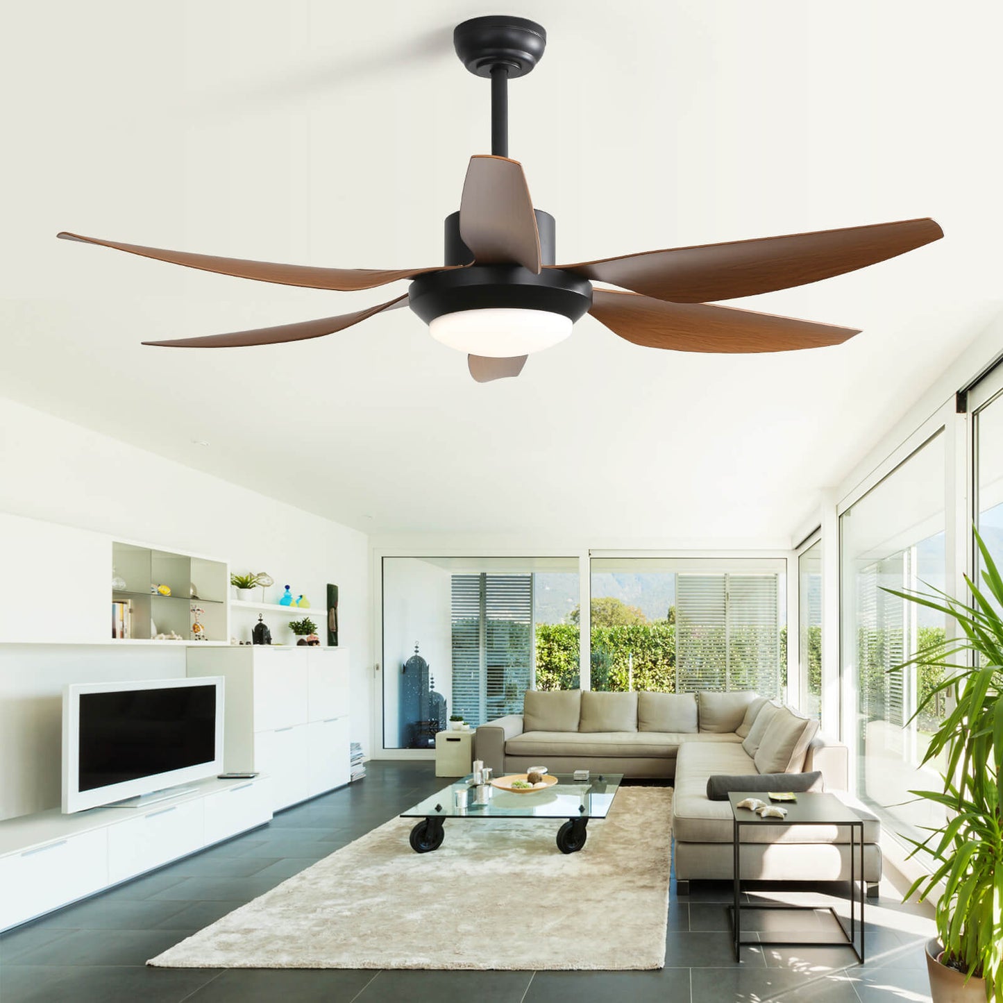Sofucor 54 Inch 6 ABS Blades Ceiling Fan With Light Remote Contrtol