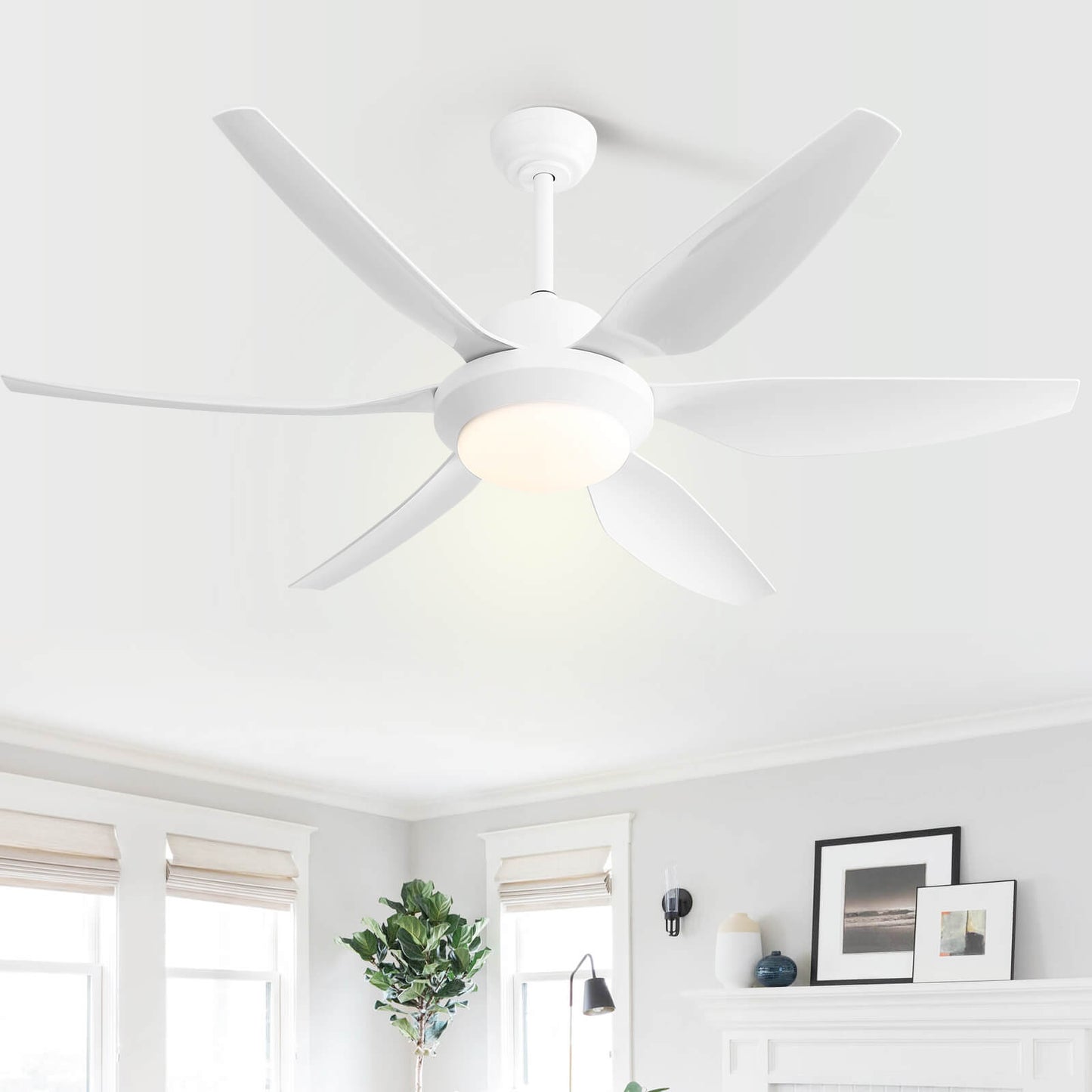 Sofucor 54 Inch 6 ABS Blades Ceiling Fan With Light Remote Contrtol