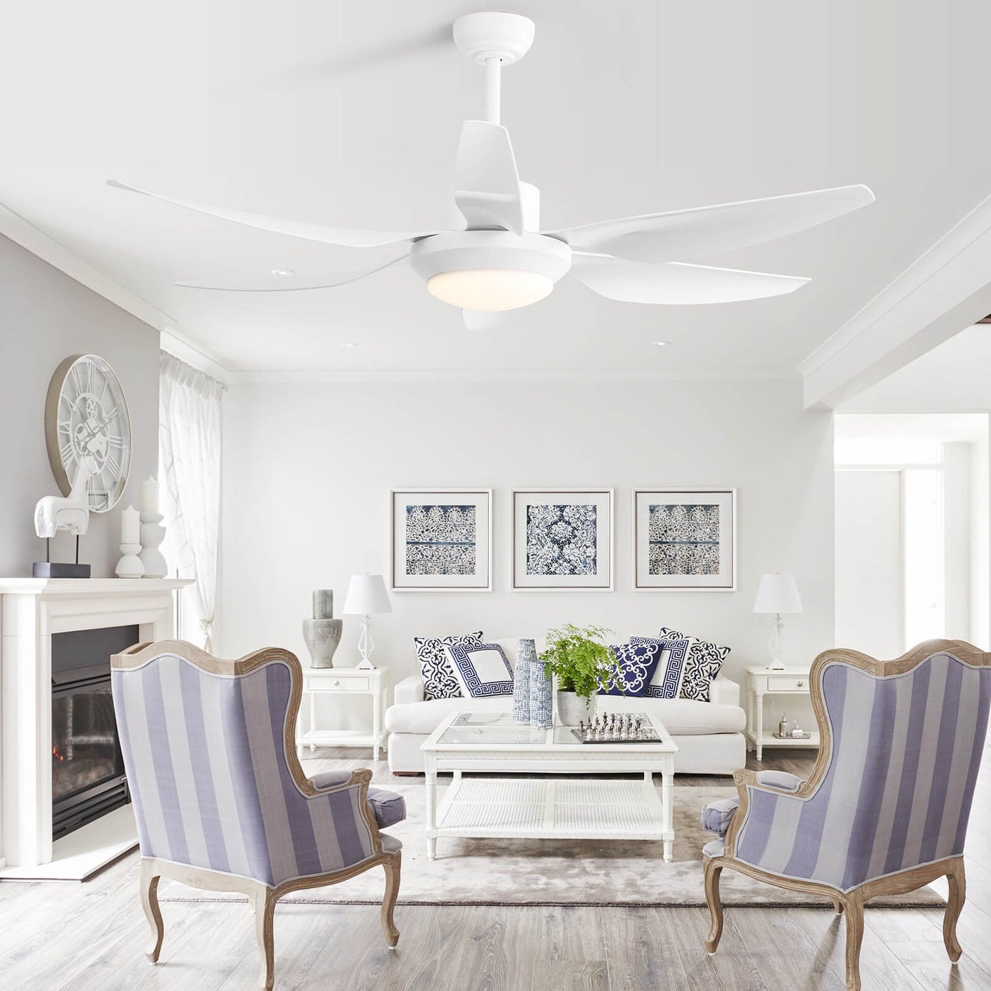 Sofucor 54 Inch 6 ABS Blades Ceiling Fan With Light Remote Contrtol