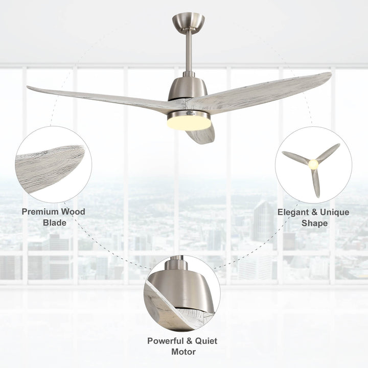 Sofucor 56'' Propeller Ceiling Fan With Light Remote Control DC Motor