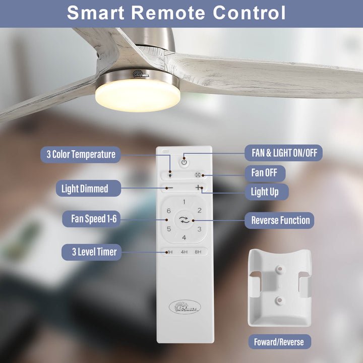 Sofucor 56'' Propeller Ceiling Fan With Light Remote Control DC Motor