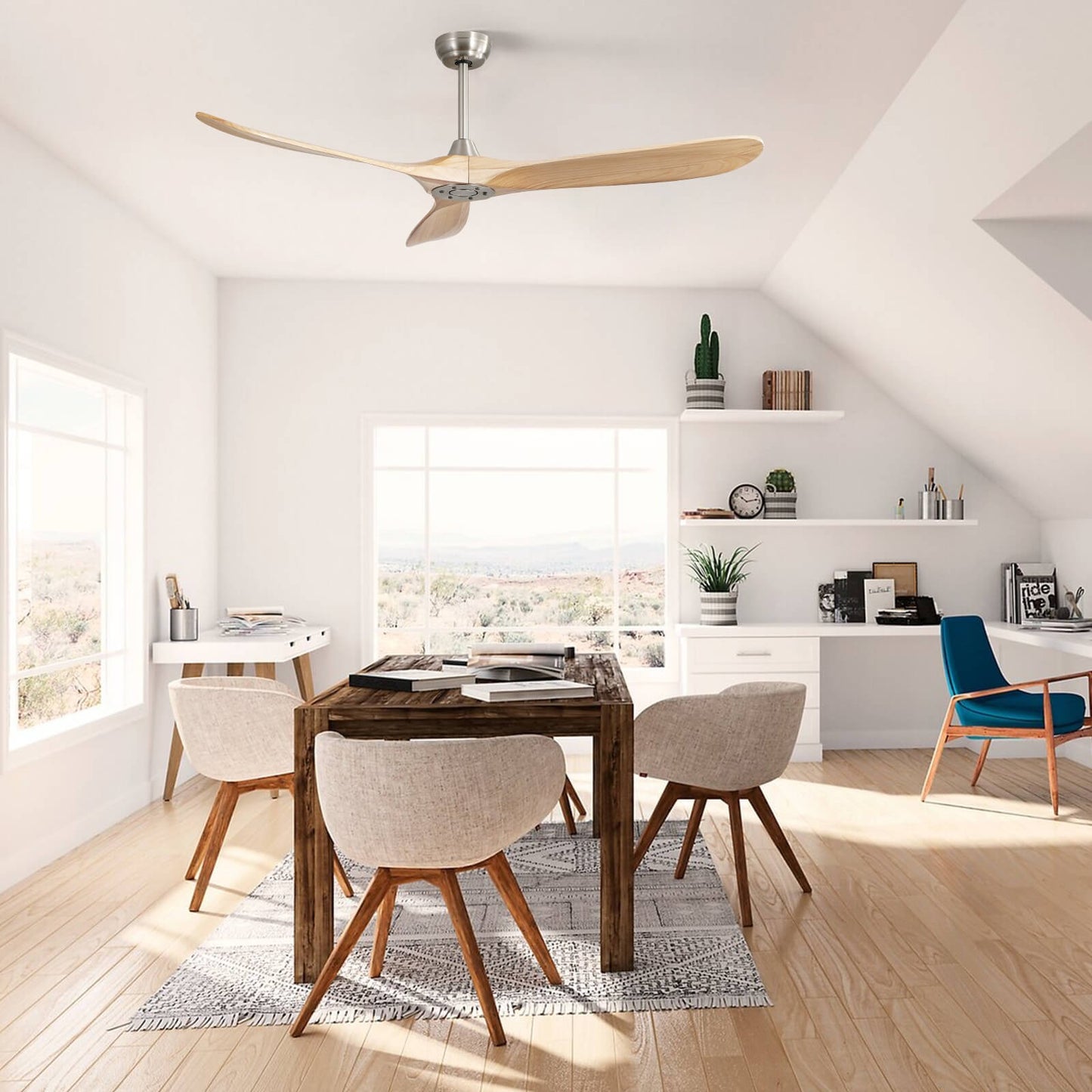 Sofucor KBS-6004 60 Inch Ceiling Fan No Light With Remote
