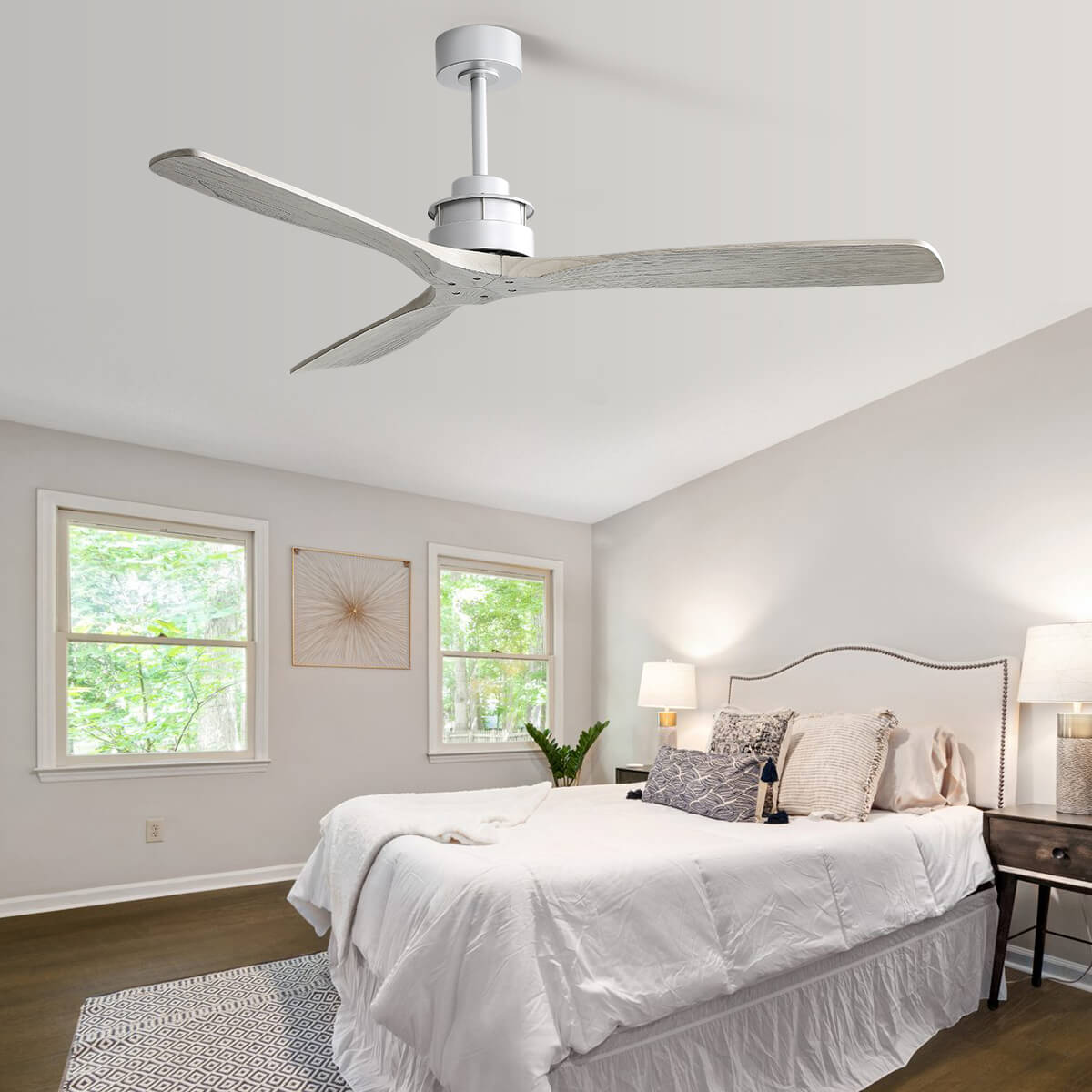 Sofucor KBS-6005-1 60" Wood Ceiling Fan No Light With Remote