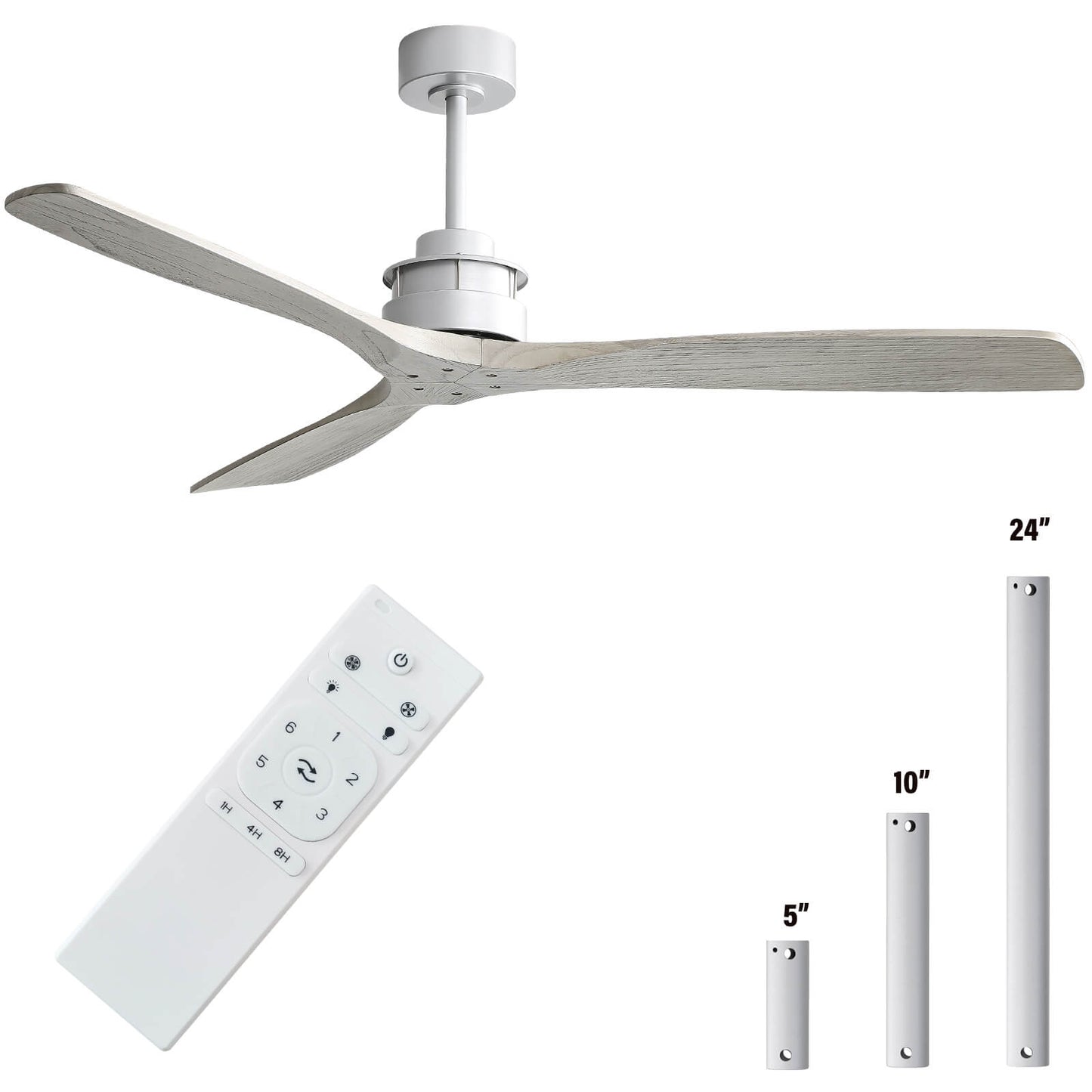Sofucor KBS-6005-1 60" Wood Ceiling Fan No Light With Remote