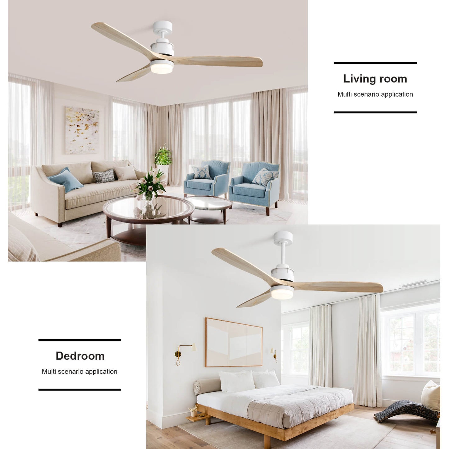 Sofucor KBS-6005 60 Inch Ceiling Fan With Light Remote