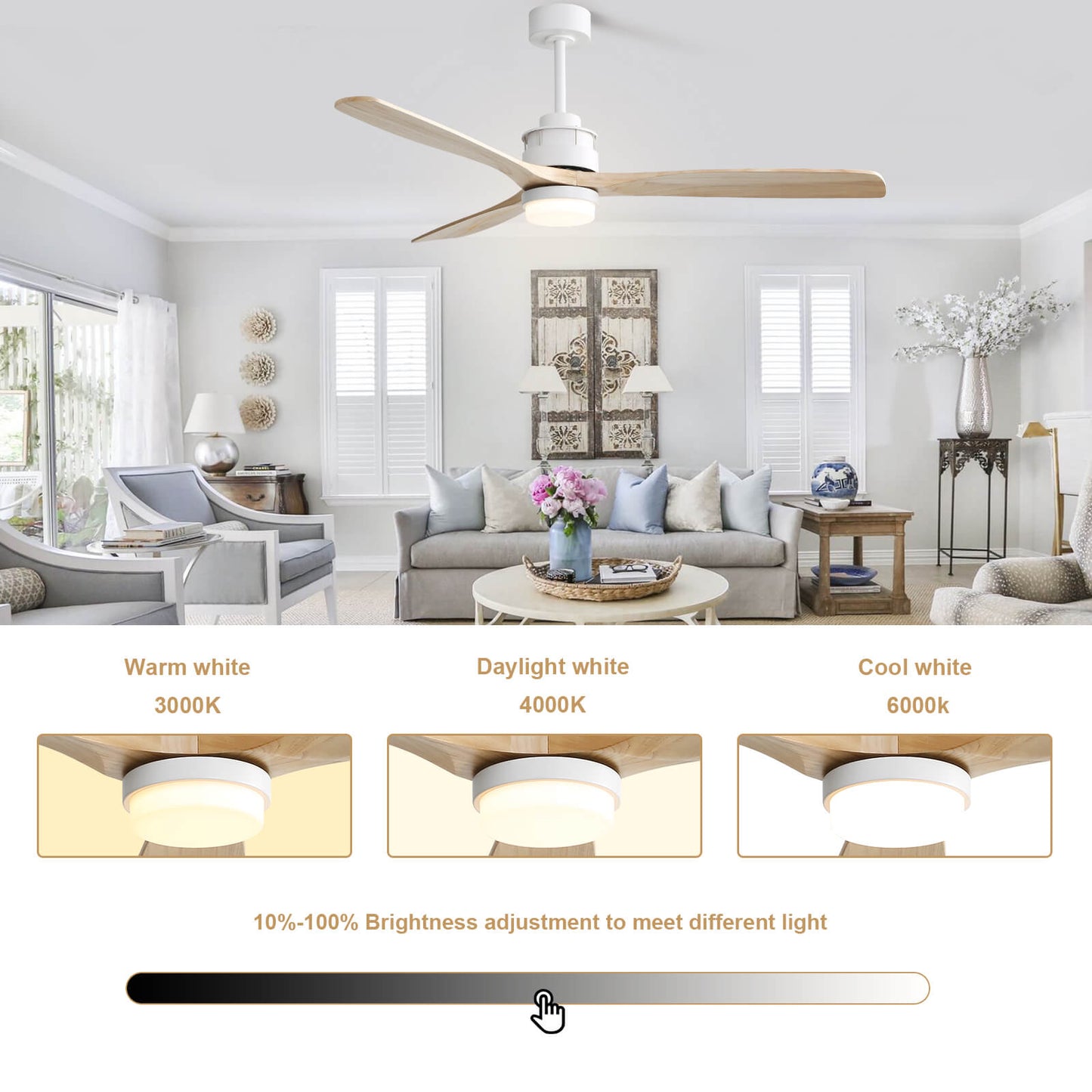 Sofucor KBS-6005 60 Inch Ceiling Fan With Light Remote